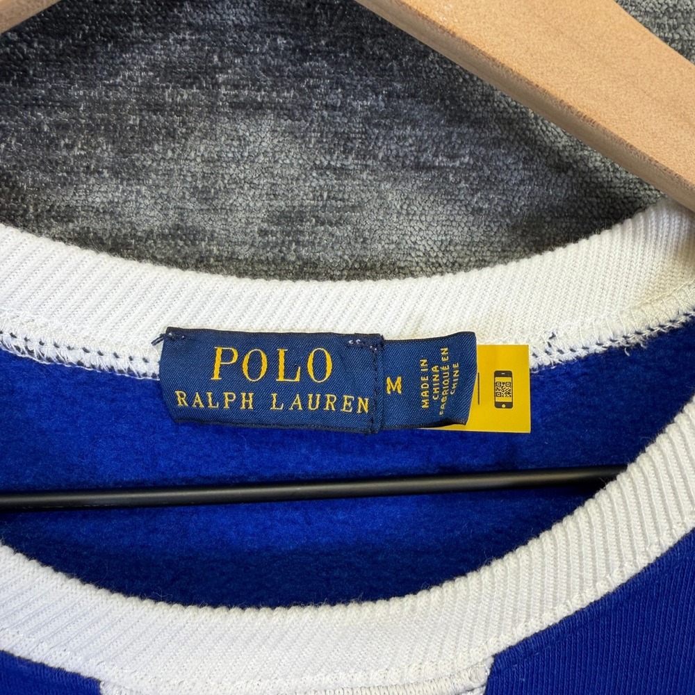 Polo Ralph Lauren Sweatshirt Dress Logo Tape Blue White M - Picture 2 of 9
